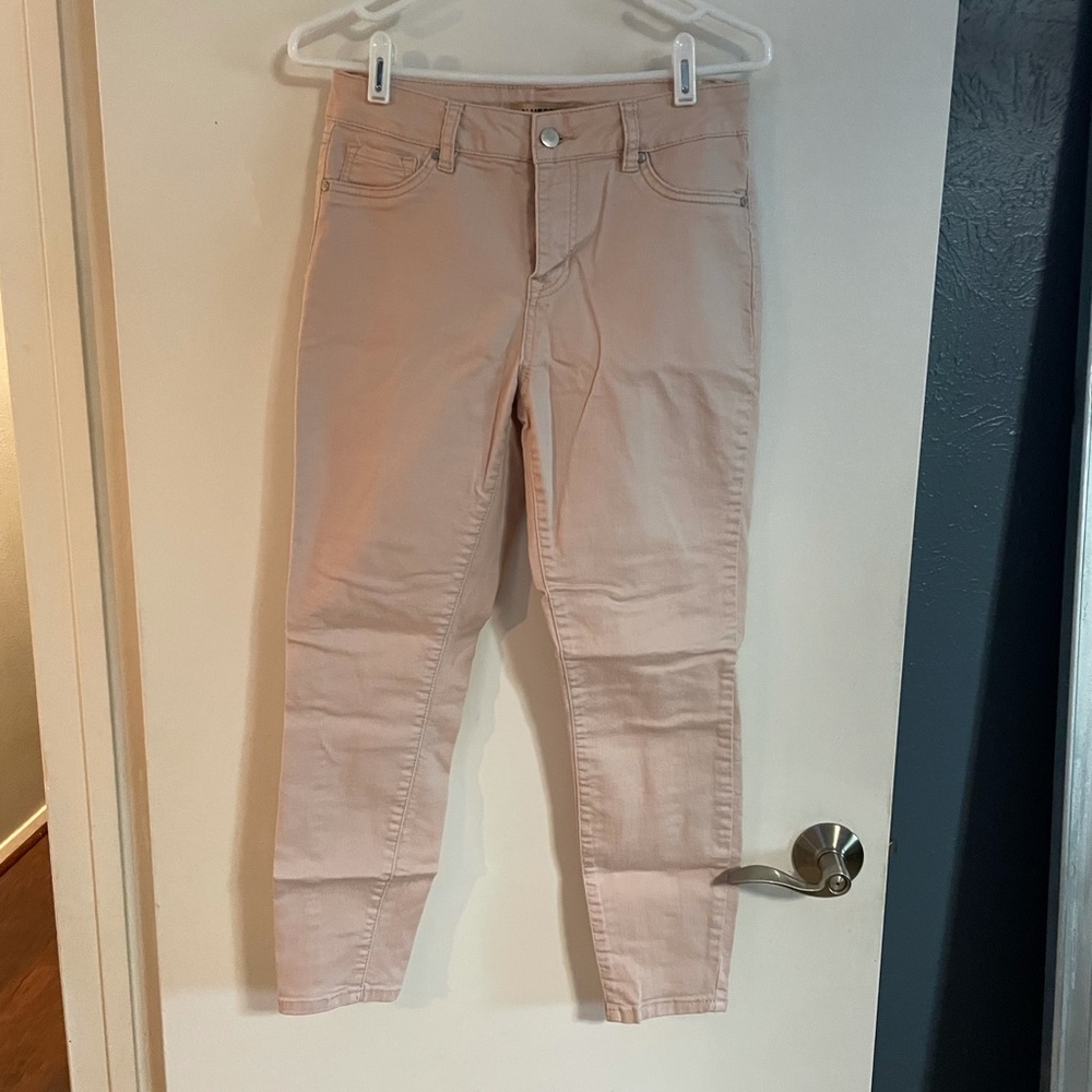 Light pink jeans. So comfortable. Hardly worn.